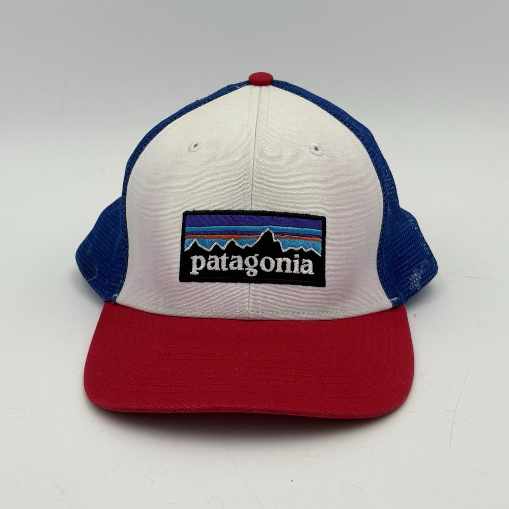 Patagonia P-6 Trucker Hat‎ Snapback Adjustable Mesh Back Red White Blue